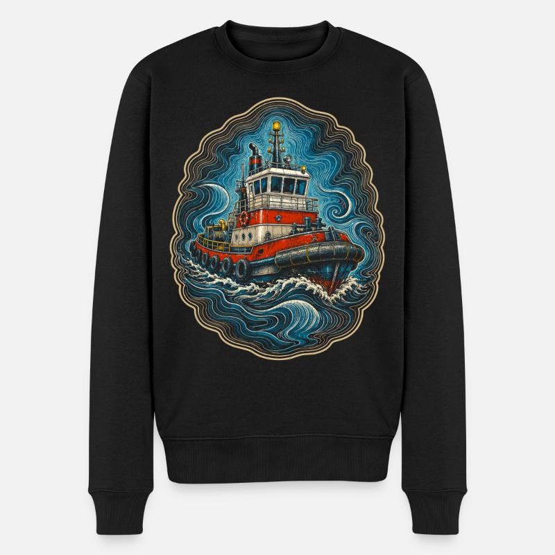 Schleppschiffe Schlepper - Männer Premium Bio Pullover - Schwarz