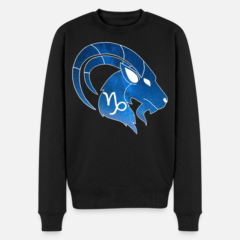 Steinbock und das Universum - Männer Premium Bio Pullover - Schwarz