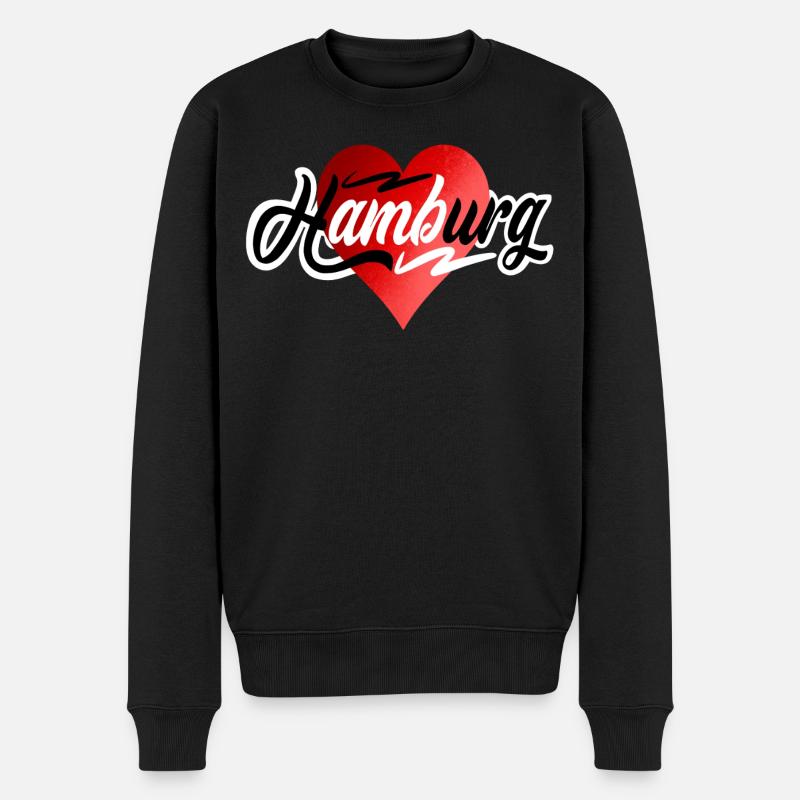 Hamburg - Männer Premium Bio Pullover - Schwarz