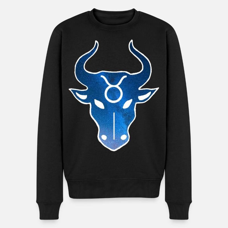 Stier und das Universum - Männer Premium Bio Pullover - Schwarz