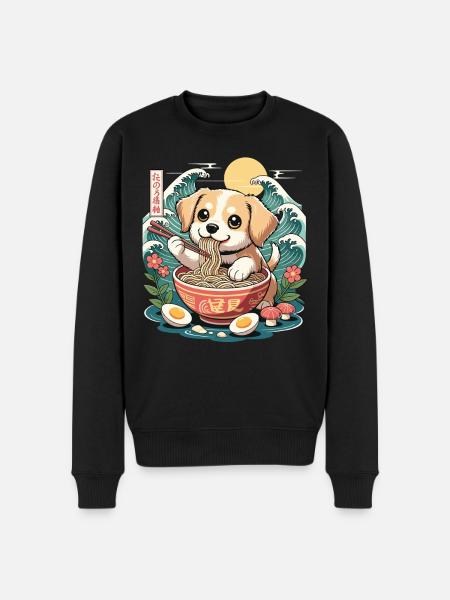 Kawaii Puppy Ramen Waves たのろ稲朔 Sunrise Bowl - Men's Premium Organic Jumper - black