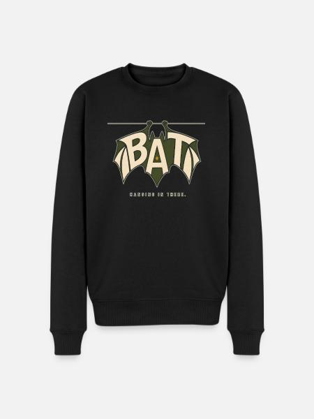 BAT – Hängende Fledermaus und Wortspiel - Männer Premium Bio Pullover - Schwarz