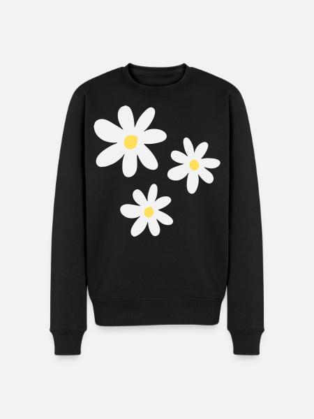 White flowers in timeless elegance - Men's Premium Organic Jumper - black