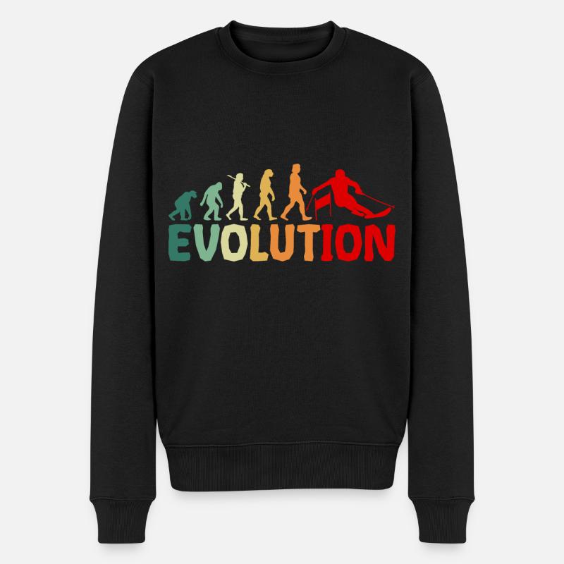 Evolution of Skiing - Männer Premium Bio Pullover - Schwarz