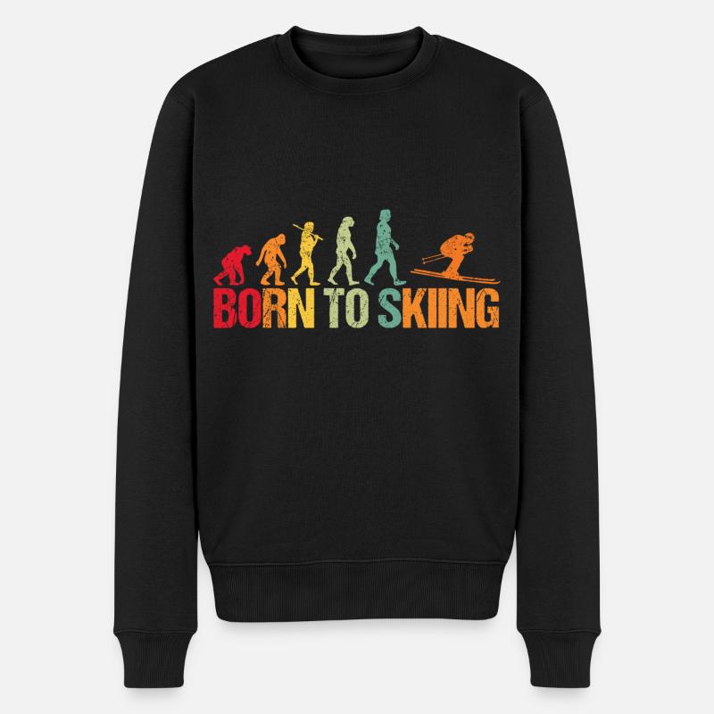 Evolution of Skiing - Männer Premium Bio Pullover - Schwarz