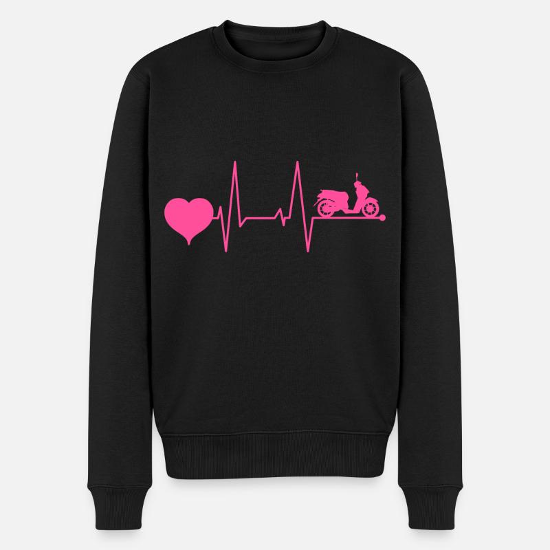 Rollerfahrer Elektroroller Herzschlag Pink - Männer Premium Bio Pullover - Schwarz