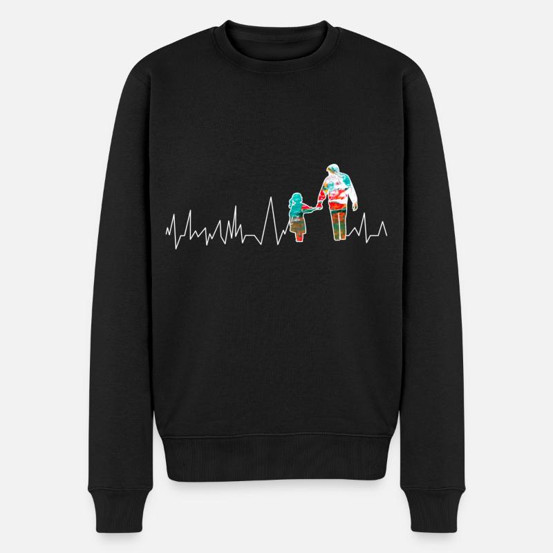 Vater und Tochter - Männer Premium Bio Pullover - Schwarz