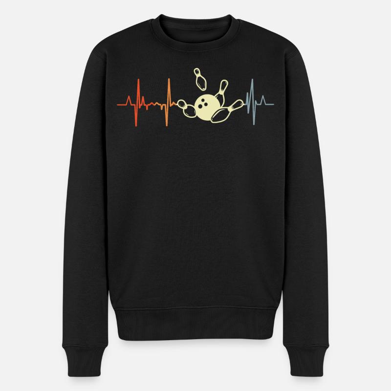 Vintage Bowling Herzschlag - Männer Premium Bio Pullover - Schwarz