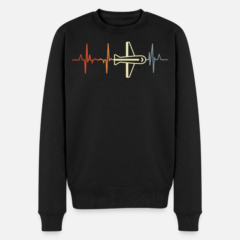 Rythme cardiaque pilote - Pull Premium bio Homme - noir