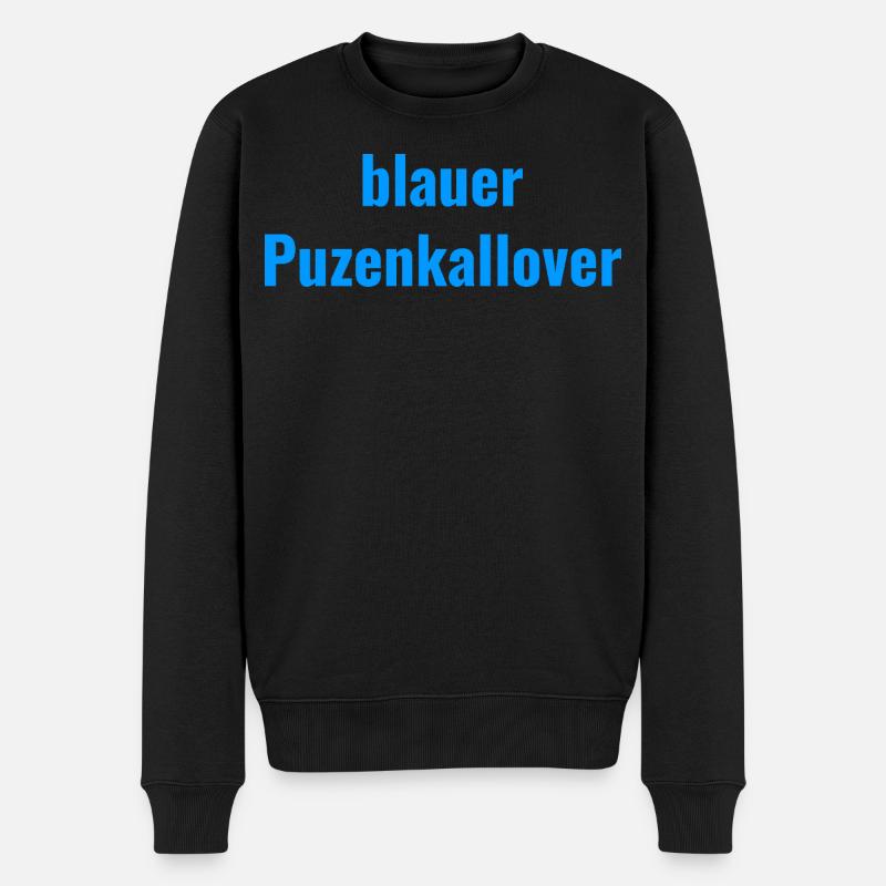 blauer Puzenkallover - Männer Premium Bio Pullover - Schwarz