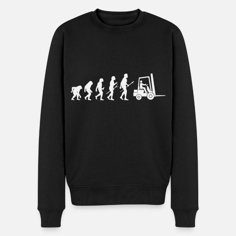 Gabelstapler-Evolution - Männer Premium Bio Pullover - Schwarz