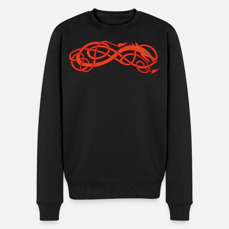 Rote keltische Schlange - Männer Premium Bio Pullover - Schwarz
