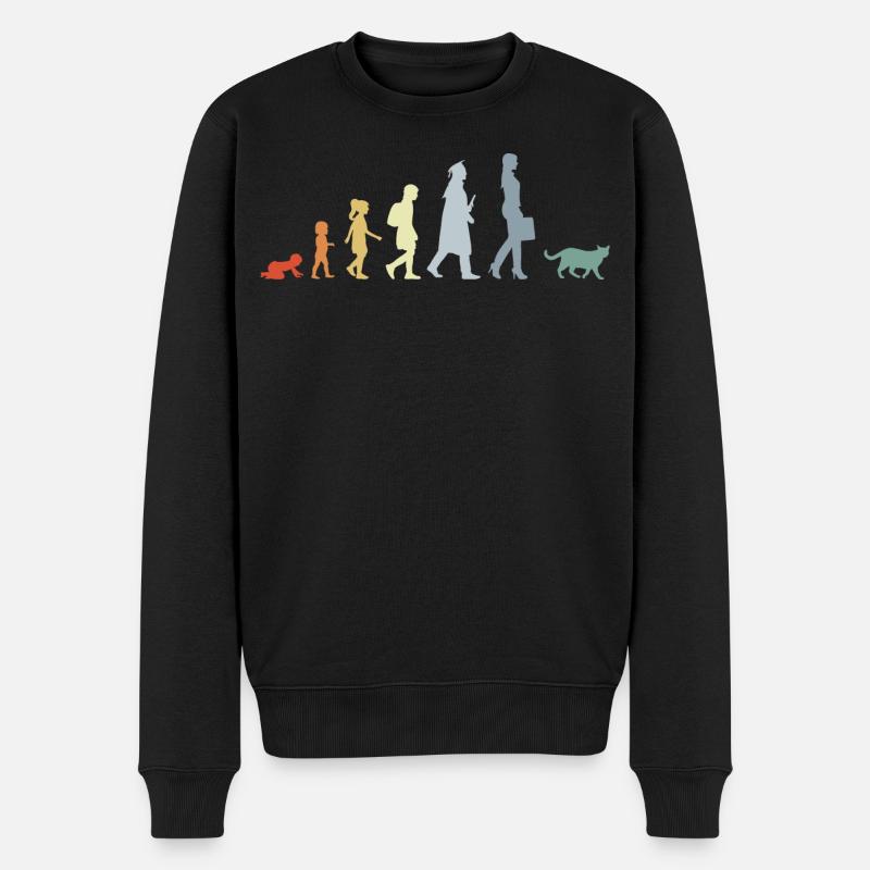 Évolution d’un amoureux des chats - Pull Premium bio Homme - noir