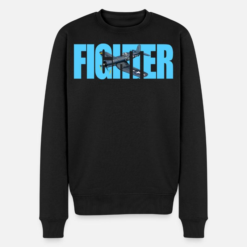 Fighter F4U Corsair - Männer Premium Bio Pullover - Schwarz