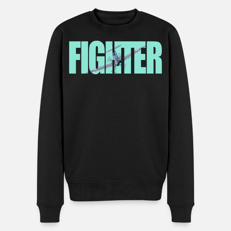 Fighter Spitfire - Männer Premium Bio Pullover - Schwarz