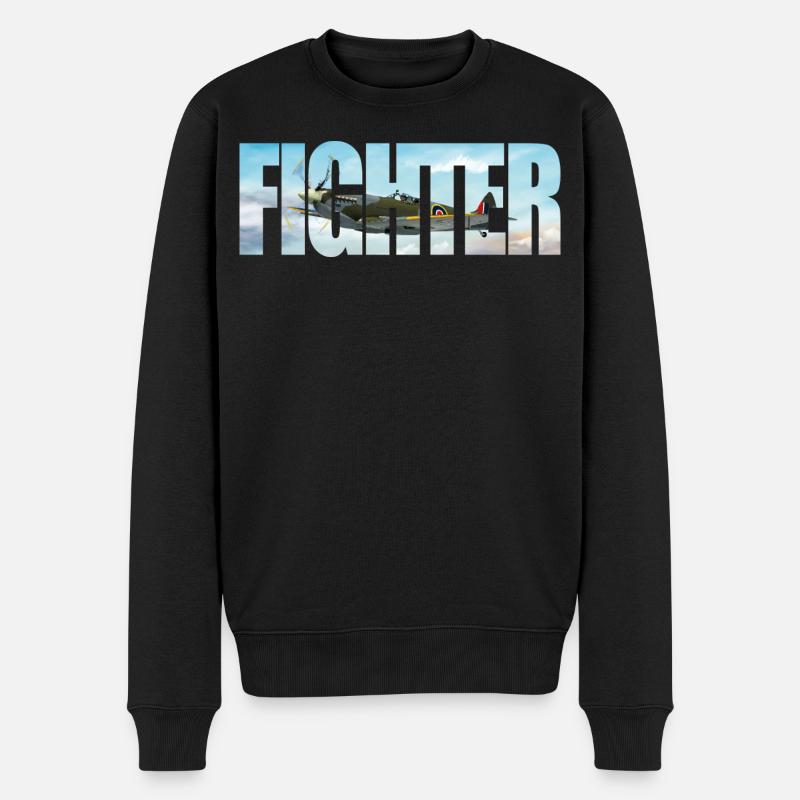 Fighter Spitfire - Männer Premium Bio Pullover - Schwarz