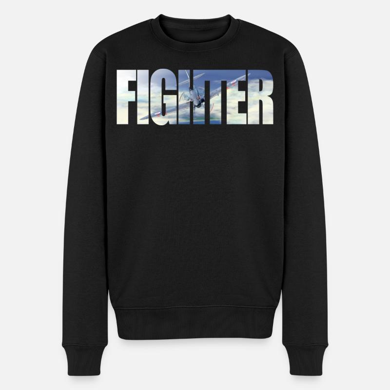 Fighter Spitfire - Männer Premium Bio Pullover - Schwarz