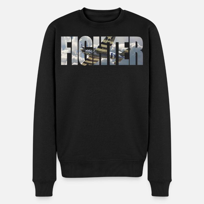 Fighter P-47 Thunderbolt - Männer Premium Bio Pullover - Schwarz