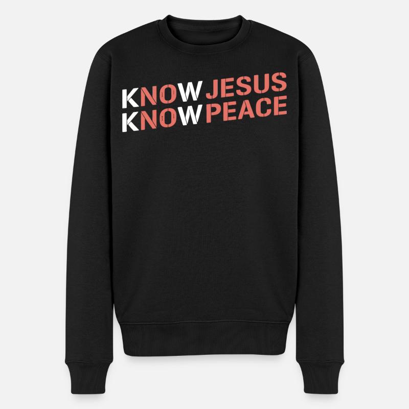 Know Jesus Know Peace Gradient - Männer Premium Bio Pullover - Schwarz