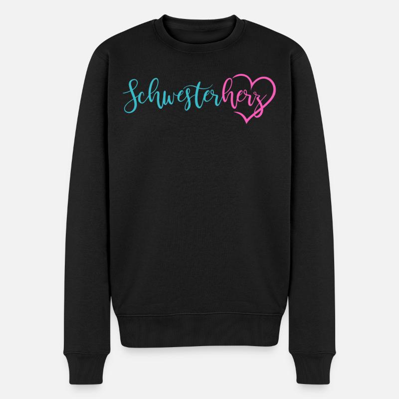 Schwesterherz - Männer Premium Bio Pullover - Schwarz