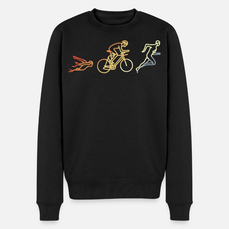Triathlet Vintage Stil - Männer Premium Bio Pullover - Schwarz