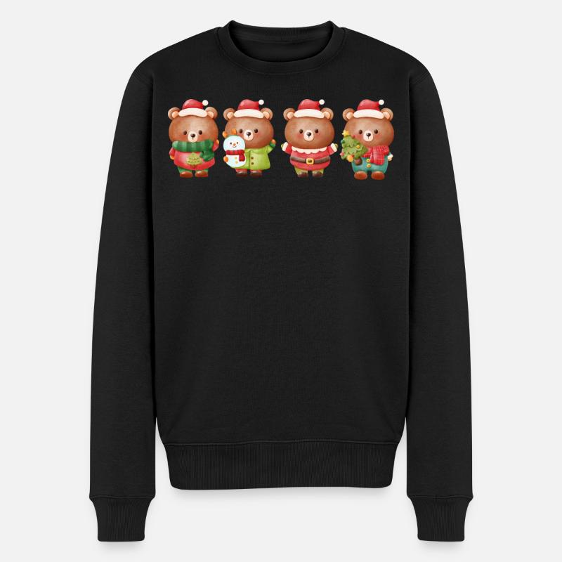Quatuor d’ours de Noël festif - Pull Premium bio Homme - noir