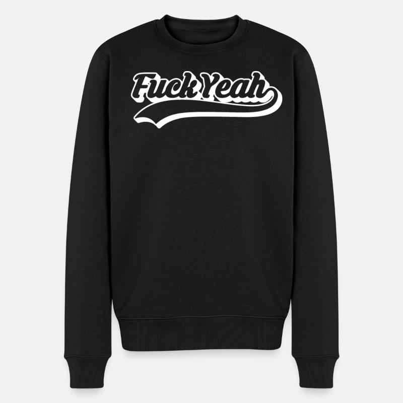 Retro-Stil 'Fuck yes'-Skript - Männer Premium Bio Pullover - Schwarz