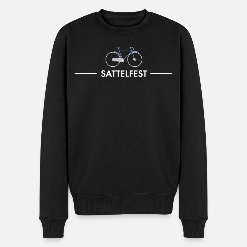 sattelfest radfahrer sport spruch - Männer Premium Bio Pullover - Schwarz