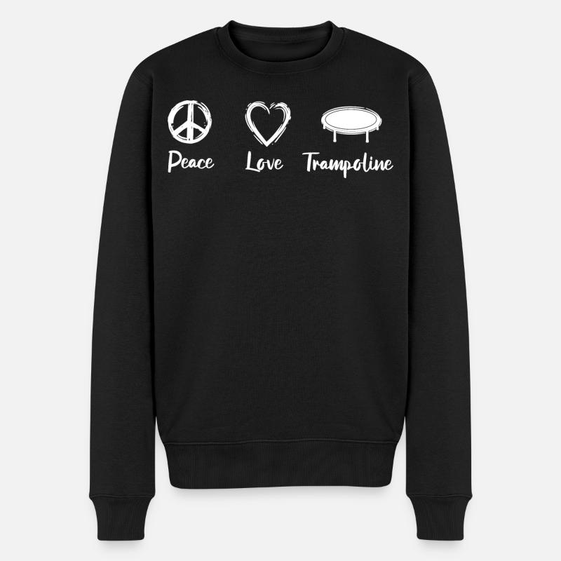 Peace Love Trampoline - Männer Premium Bio Pullover - Schwarz