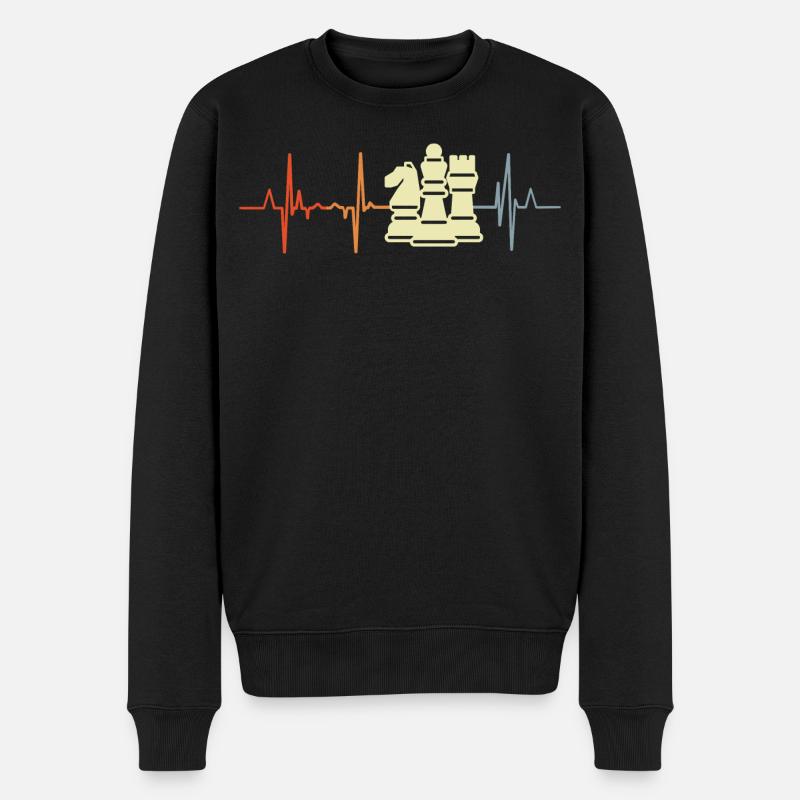 Pièces d’échecs Cardiogramme - Pull Premium bio Homme - noir