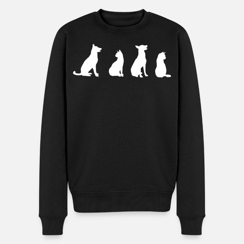 Katzen und Hunde Zeichnung - Männer Premium Bio Pullover - Schwarz