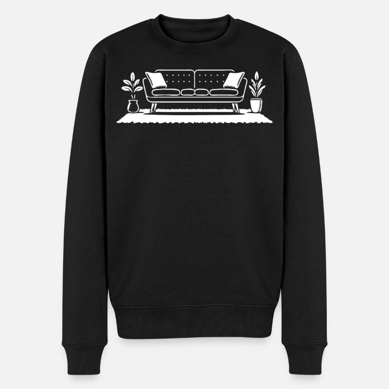 Retro Sofa Design – Möbel mit Stil - Männer Premium Bio Pullover - Schwarz