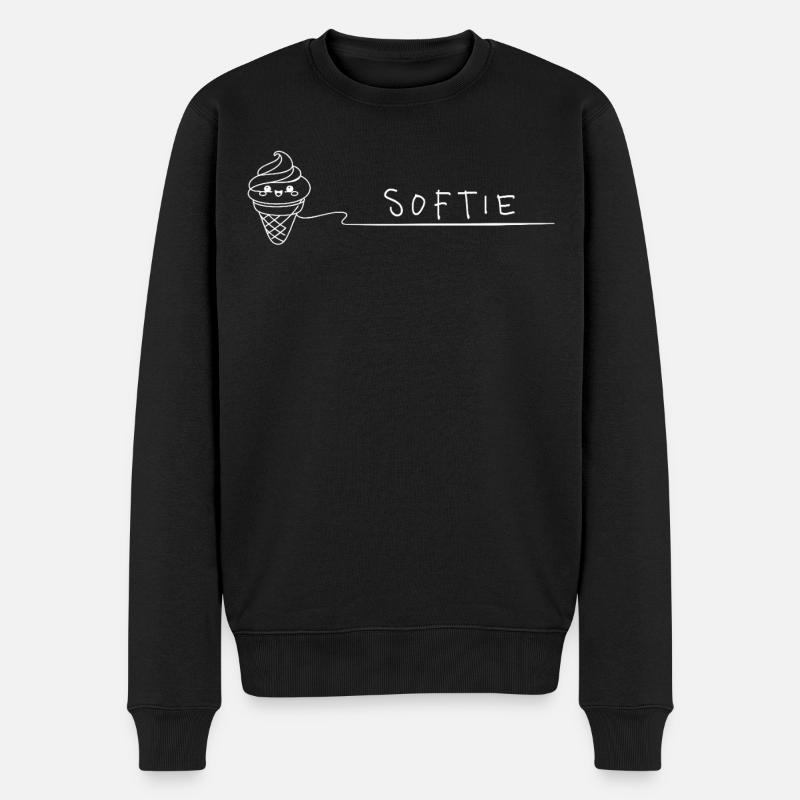 Softie. Softeis Liebe Minimal Oneline - Männer Premium Bio Pullover - Schwarz