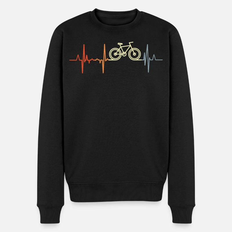 Radfahrer Herzschlag - Männer Premium Bio Pullover - Schwarz