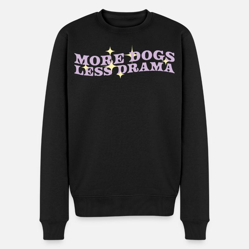 Mehr Hunde, weniger Drama - Männer Premium Bio Pullover - Schwarz