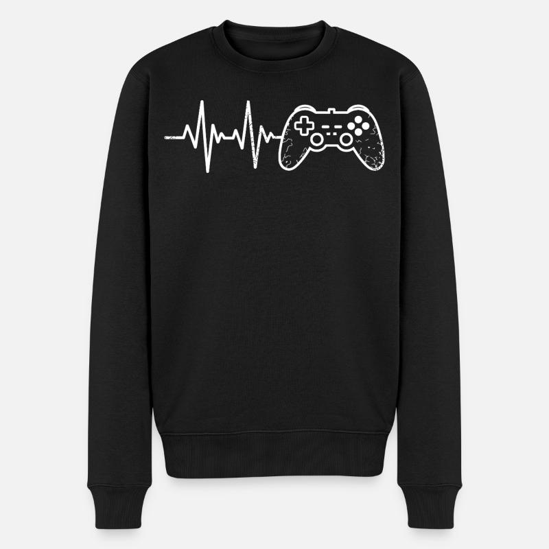 Gaming Puls Controller Skizze - Männer Premium Bio Pullover - Schwarz