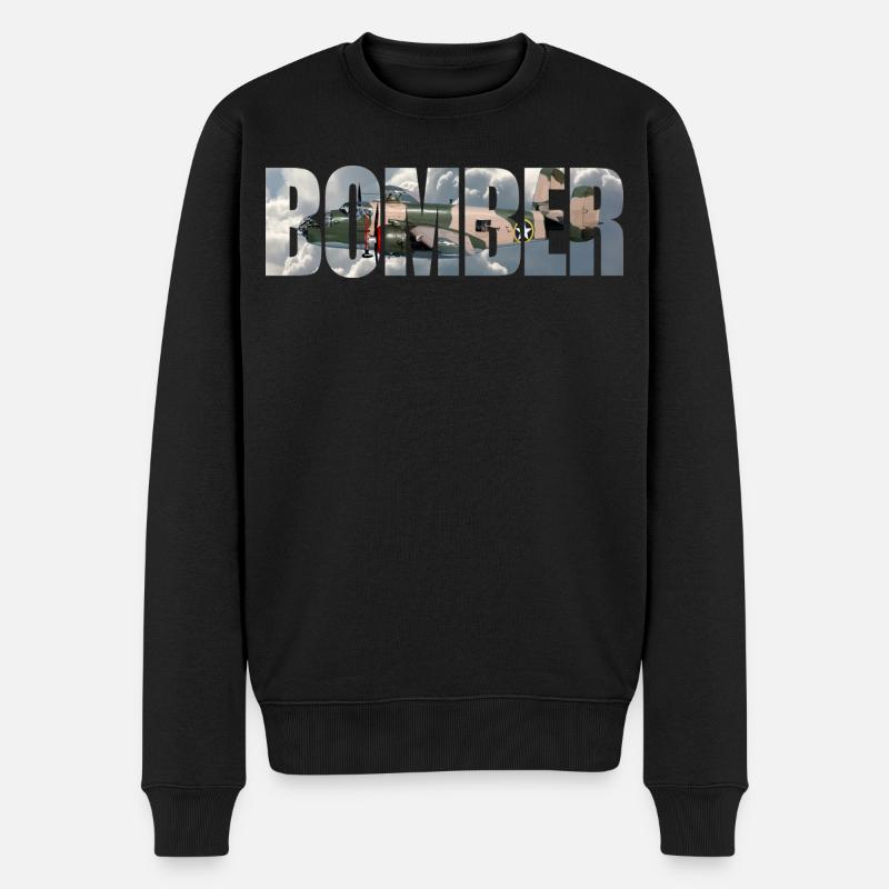 Bomber B-25 Mitchell - Männer Premium Bio Pullover - Schwarz