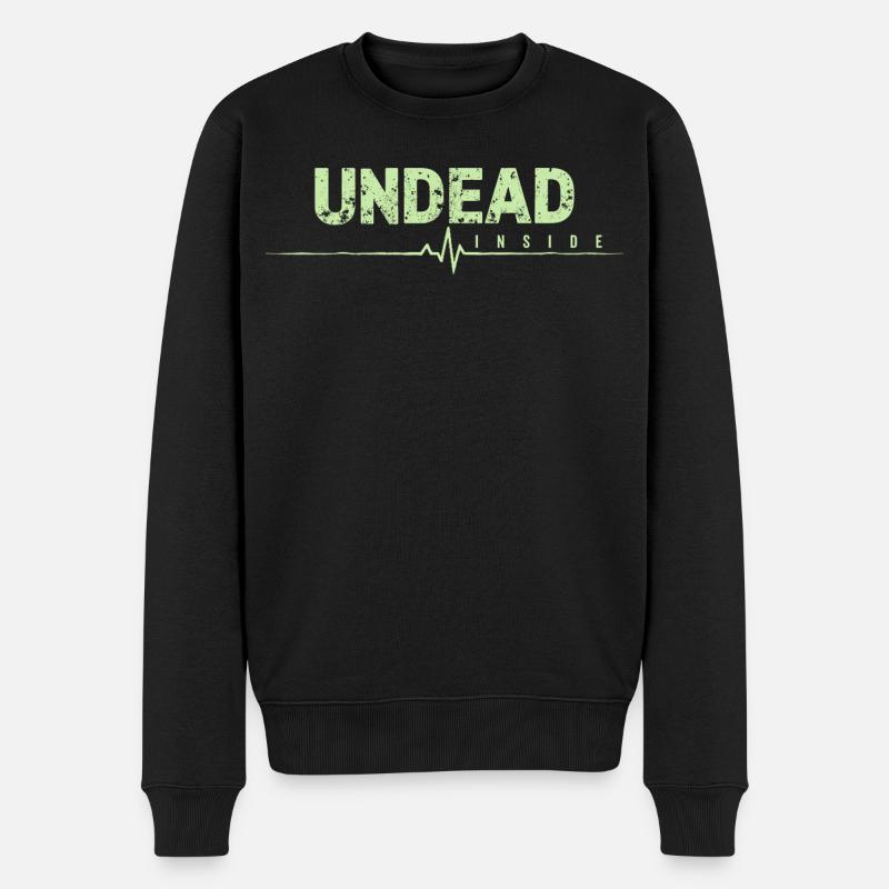 Undead Inside Zombie Spruch - Männer Premium Bio Pullover - Schwarz
