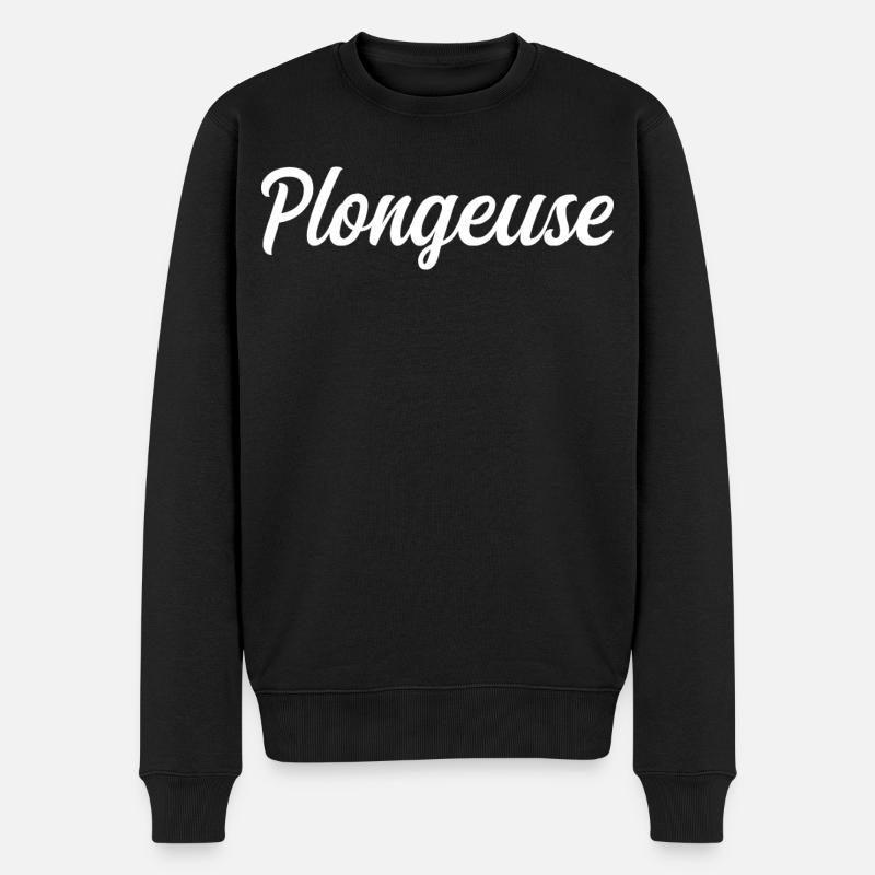 Plongeuse Sous-Marine Palmes Bouteille Océan - Pull Premium bio Homme - noir