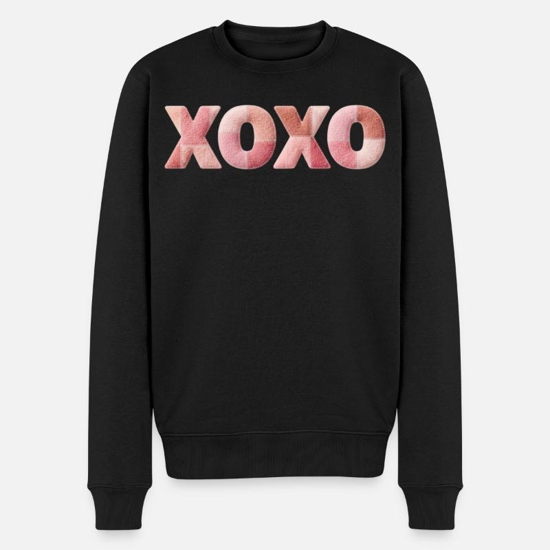 XOXO Patchwork disant Bisou-Câlin - Pull Premium bio Homme - noir