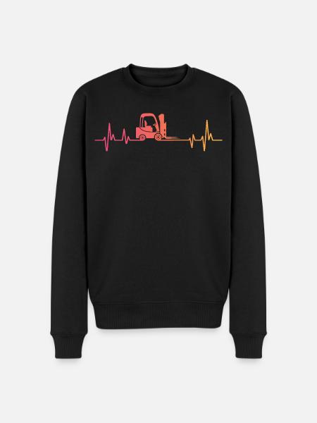 Sunset Heartbeat Forklift - Men's Premium Organic Jumper - black