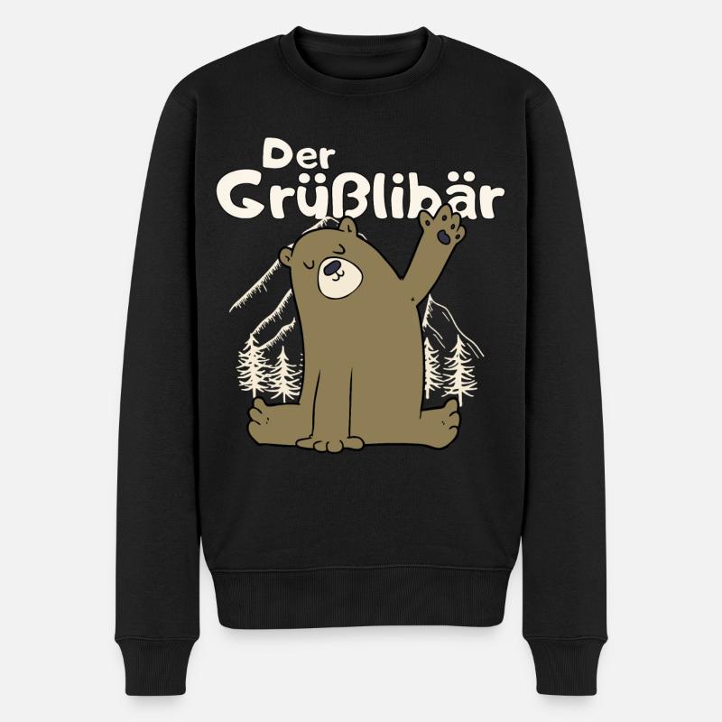 Gruesslibaer der Grüßlibär winkt Bär Motiv Meme - Männer Premium Bio Pullover - Schwarz