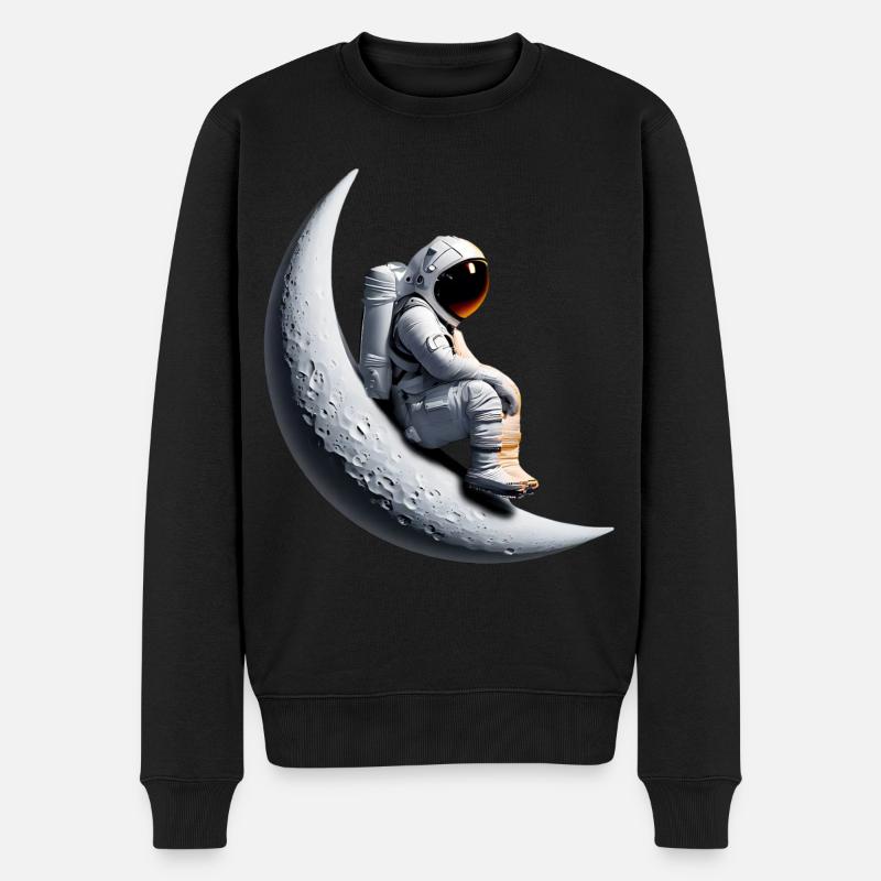 Astronaute en croissant de lune - Pull Premium bio Homme - noir