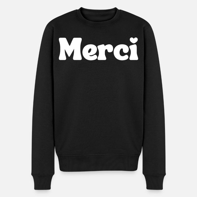 Merci - Männer Premium Bio Pullover - Schwarz