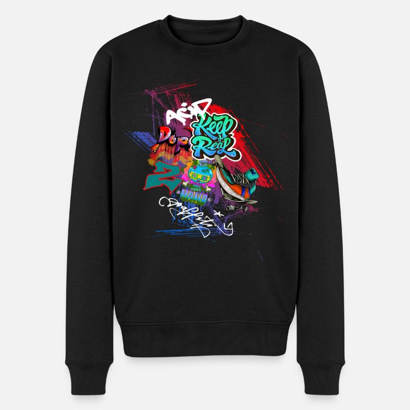 Graffiti Design - Männer Premium Bio Pullover - Schwarz