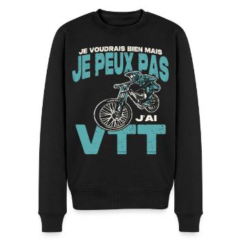 Je peux pas j'ai VTT. - Pull Premium bio Homme - noir - Devant - Nico (187cm)
