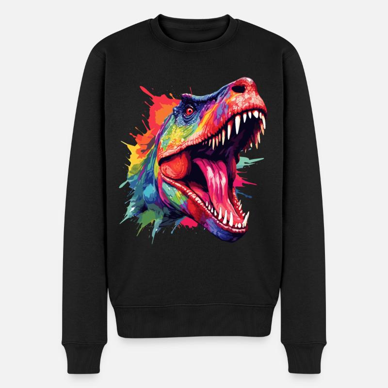 T-Rex-Dinosaurier - Männer Premium Bio Pullover - Schwarz