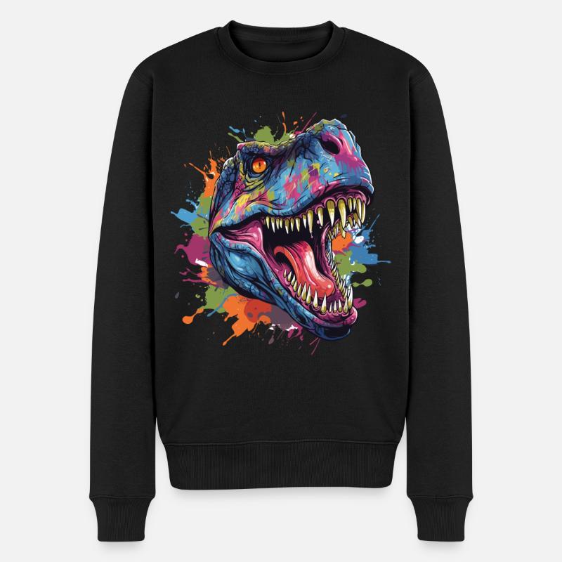 T-Rex Dinosaurier Kopf mit Graffiti-Stil - Männer Premium Bio Pullover - Schwarz