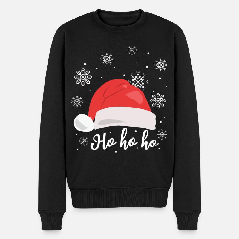 Weihnachtsmann-Mütze Schnee Ho ho ho - Weihnachten - Männer Premium Bio Pullover - Schwarz