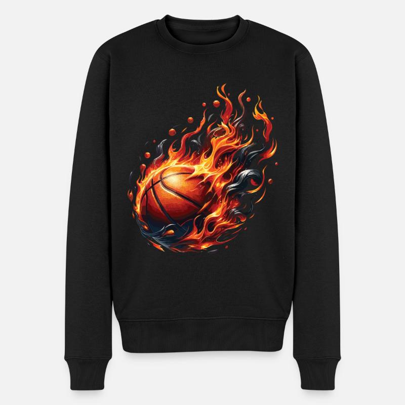 Ein Basketball in Flammen - Männer Premium Bio Pullover - Schwarz